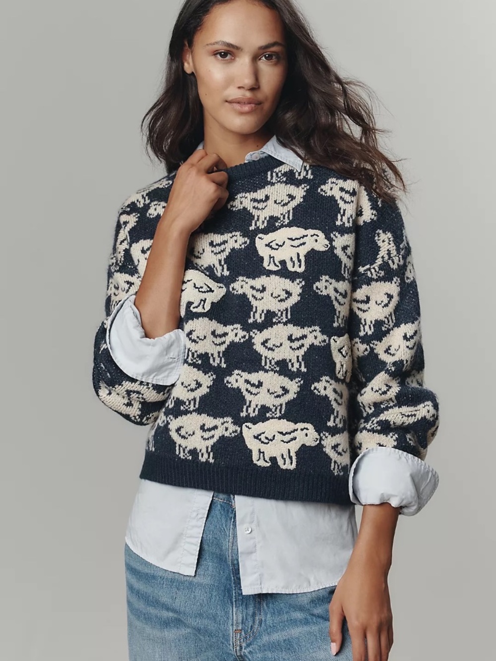 NWOT Anthropologie Maeve Crew Neck Sheep Pullover Sweater
